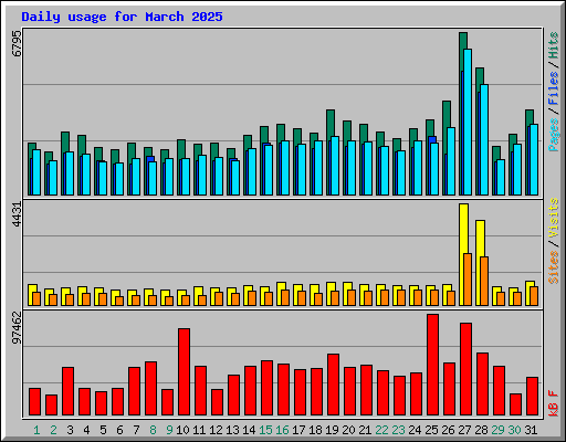Daily usage for March 2025